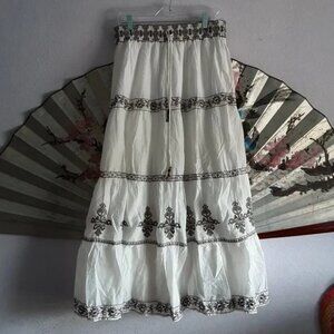 Embroidered white tiered skirt